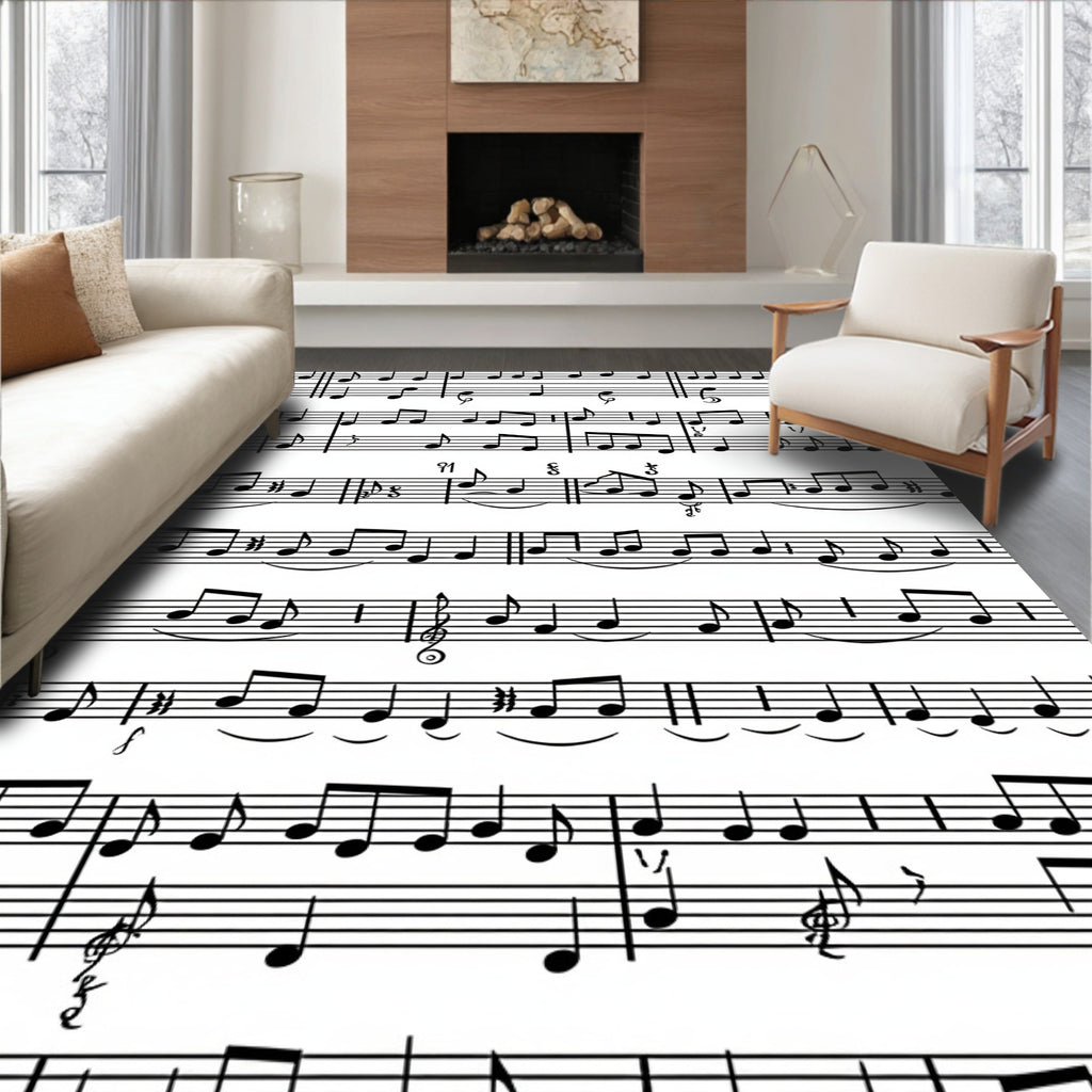 Vintage Sheet Music Melodic Scroll Rug