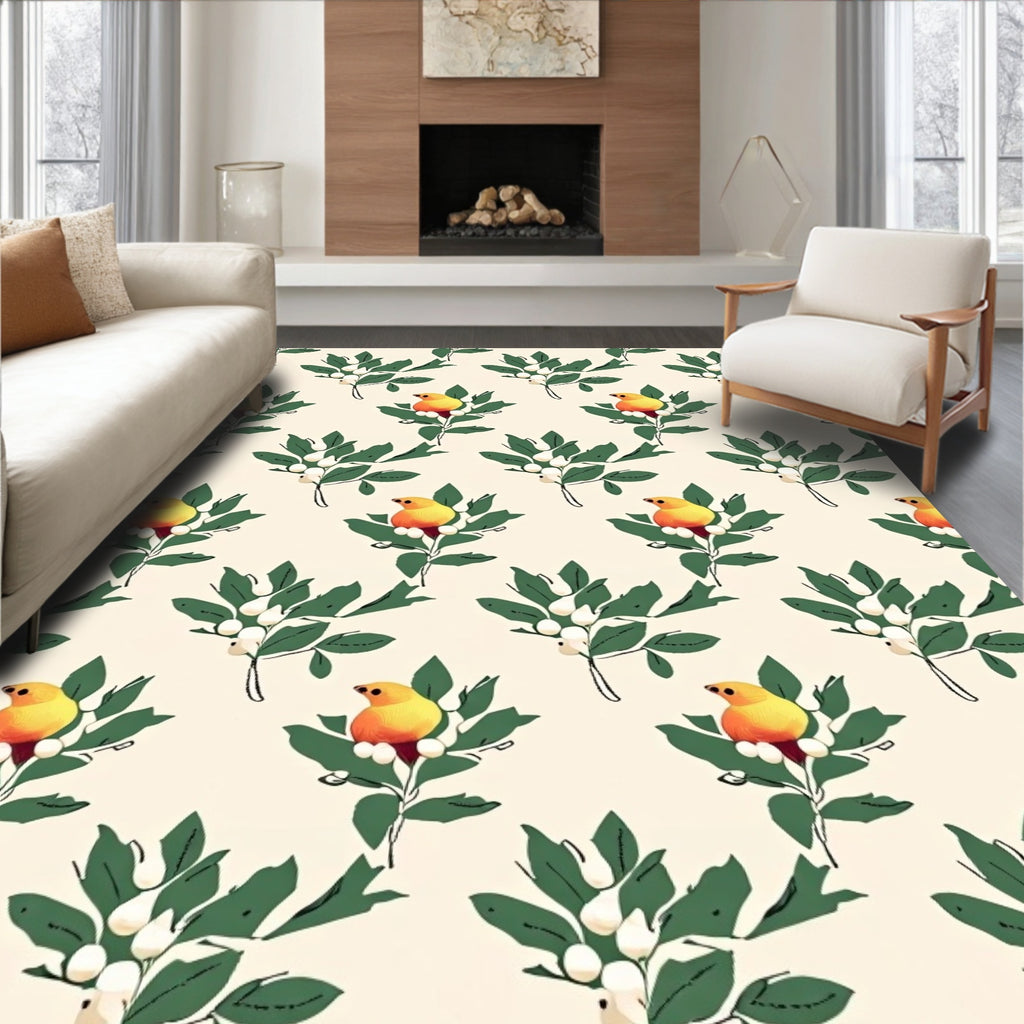 Charming Yellow Bird Branch Sprig Rug