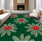 Verdant Green Holly Berry Bloom Rug