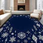 Winter Snowflake Diamond Medallion Navy Rug
