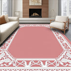 Ornate Rose Lace Medallion Border Rug