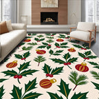 Merry Holly Berry Christmas Ornament Rug