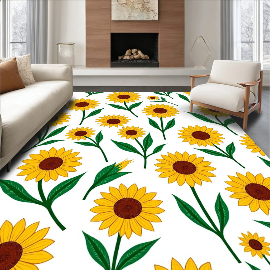 Golden Sunflower Garden Bloom Rug
