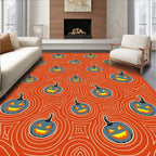 Orange Pumpkin Swirl Halloween Rug