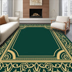 Emerald Gold Ornate Border Rectangular Rug