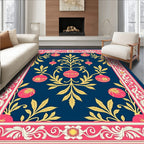 Crimson Pink Gold Ornate Garland Rug