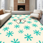 Whimsical Bear and Snowflakes Cream Rug