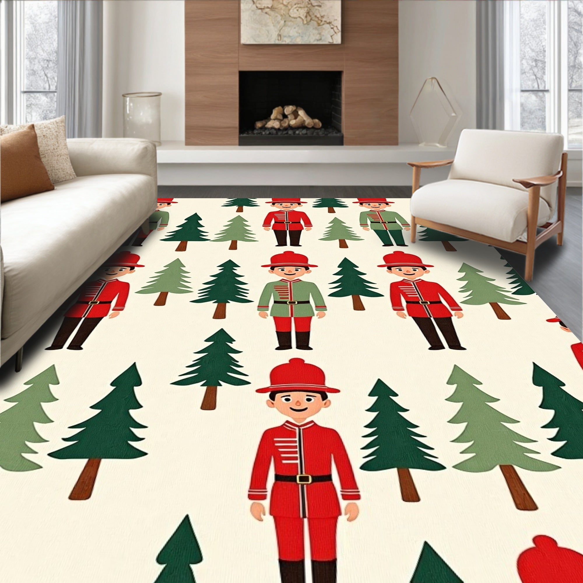 Christmas Soldier Forest Repeating Pattern Rug
