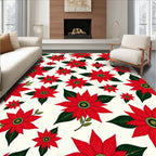 Bold Red Poinsettia Foliage Scatter Rug