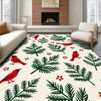 Red Cardinal Evergreen Sprig Medley Rug