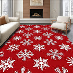 Crimson Snowflake Winter Wonderland Rug