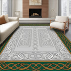 Emerald Gold Interlocking Knot Border Rug