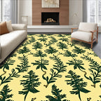 Dark Green Fern Botanical Background Rug