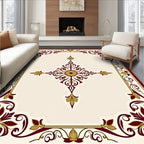 Deep Red Golden Damask Ornament Rug