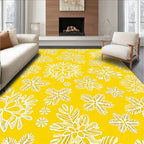 Golden Yellow Snowflake Scatter Rug