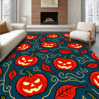 Halloween Red Jack-o'-Lantern Repeating Pattern Rug
