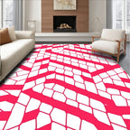 Vivid Pink Organic Geometric Weave Rug