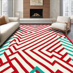 Crimson Aqua Labyrinth Lines Rug