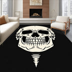 Eerie Cream Skull Black Backdrop Rug