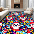 Vivid Skull Starburst Pop Art Rug
