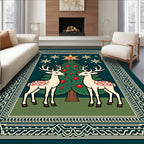 Vintage Christmas Tree Reindeer Garland Rug