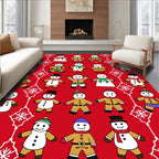 Festive Snowman Character Collage Red Rug