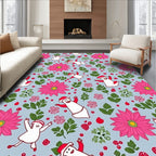 Festive Pink Flower Character Garland Rug