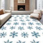 Winter Blue Snowflakes All Over Rug