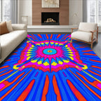 Vibrant Geometric Sunburst Mandala Rug