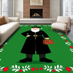 Christmas Black Coat Santa Briefcase Rug