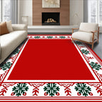 Crimson Forest Snowflake Border Rug