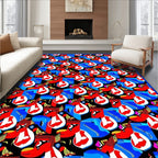 Bold Red Blues Abstract Forms Rug