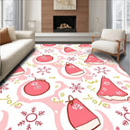 Pink Holiday Ornaments Snowflake Swirl Rug