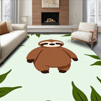Whimsical Sloth Green Leaves Rug