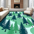 Deep Forest Evergreen Spruce Silhouette Rug