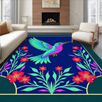 Vibrant Hummingbird Floral Garden Rug