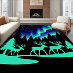 Northern Lights Stag Winter Frolic Rug