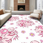 Sweet Pink Floral Character Collage Rug