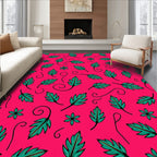 Teal Leaf Swirls Radiant Pink Rug