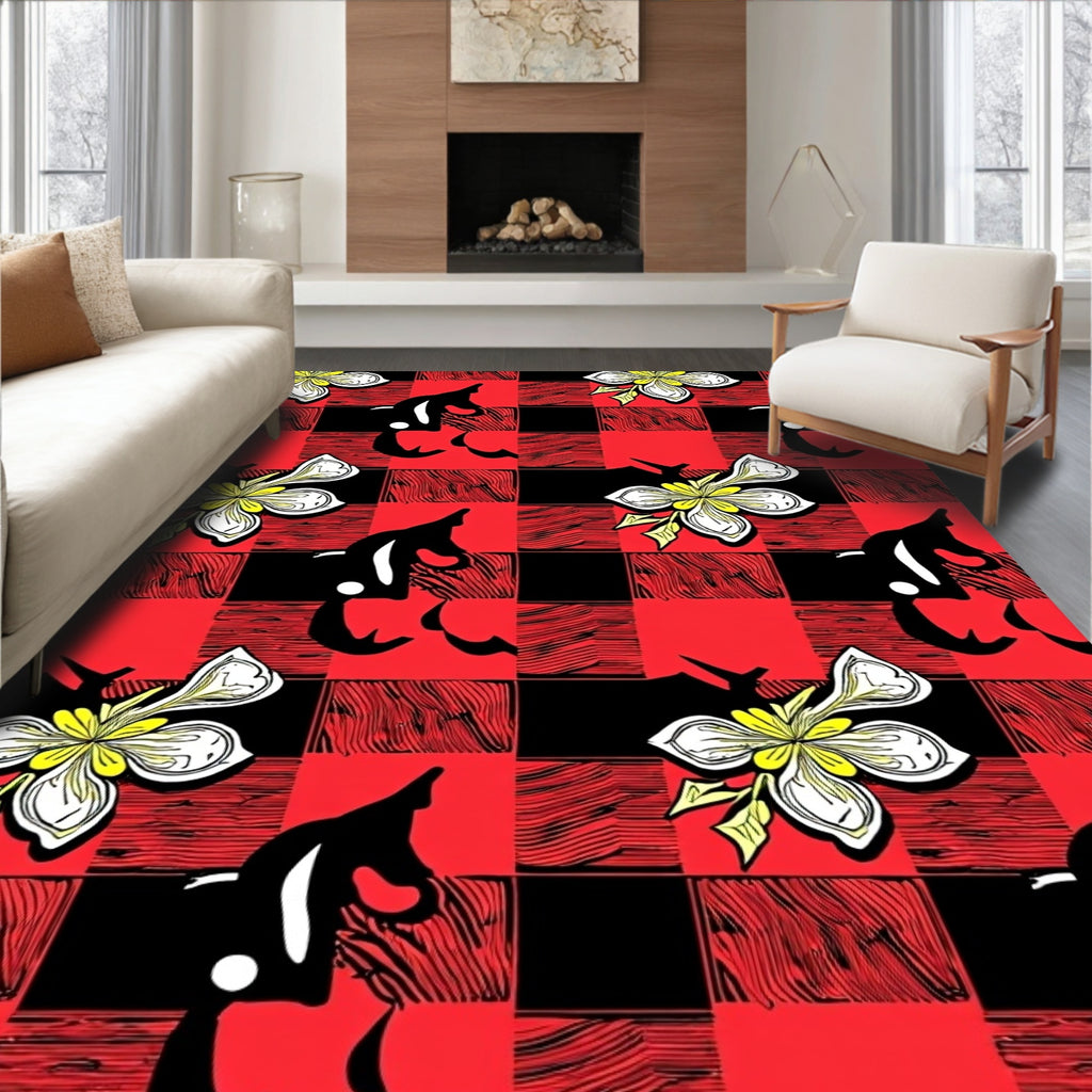 Red Black Gingham Floral Horse Rug