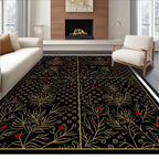 Black and Gold Berry Foliage Rug
