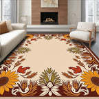 Autumn Sunflower Botanical Border Rug
