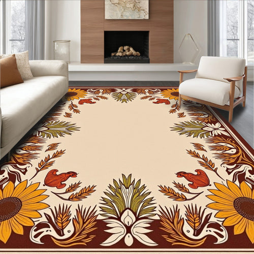 Autumn Sunflower Botanical Border Rug