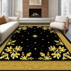 Golden Starry Night Foliage Border Rug