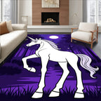 Magical Purple Forest Unicorn Moonlit Night Rug