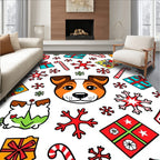 Cute Dog Snowflakes Christmas Gifts Rug