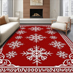 Festive Red Snowflake Cluster Rug