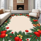 Festive Red Pine Garland Ornament Rug