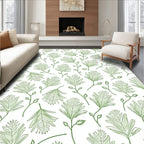 Spring Green Leafy Botanical Vine Rug