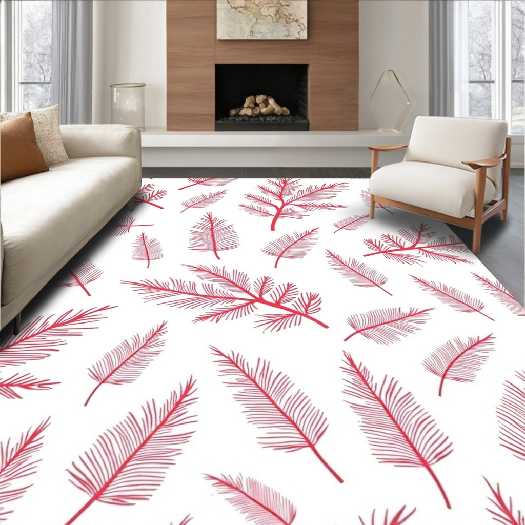 Red Fern Frond Scatter Rug